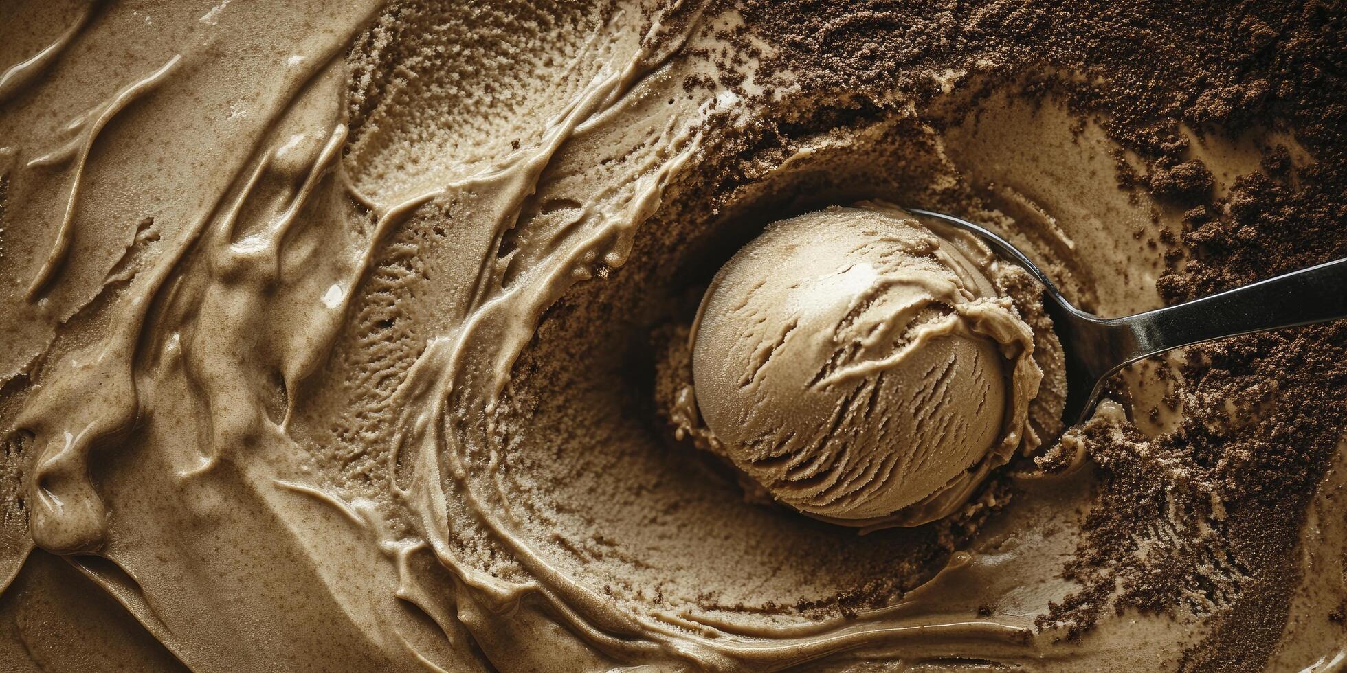 A scoop of ice cream is being scooped into a bowl photo