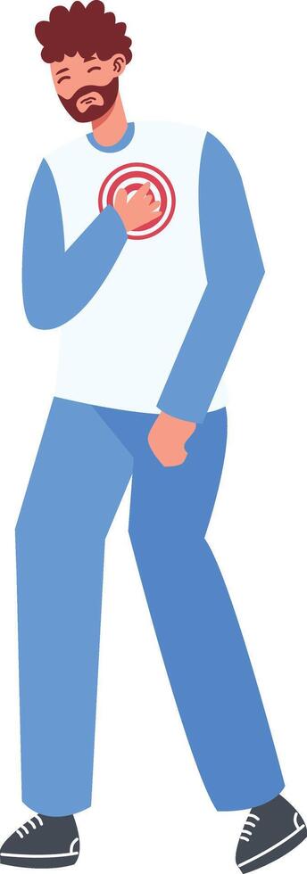 Illustration of Men with Pain Isolated on White Background. Cartoon Character. vector