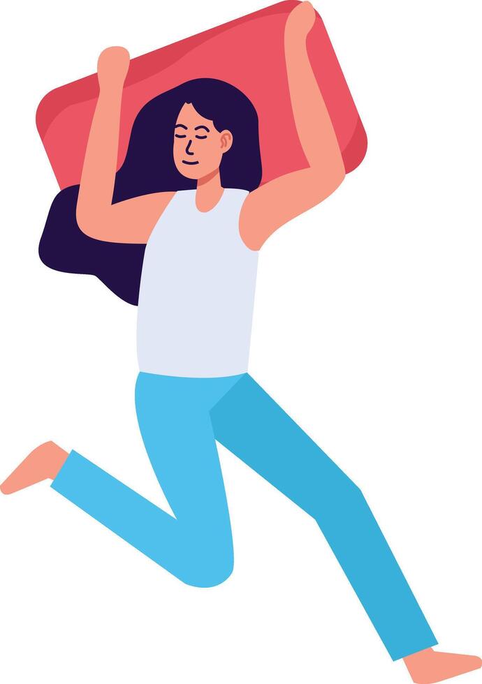 Woman Sleeping Pose Character on White Background vector