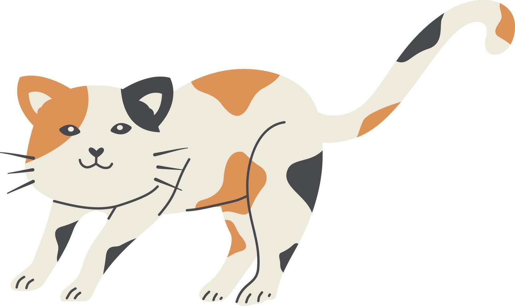 Cute Cat Illustration with Flat Design. vector