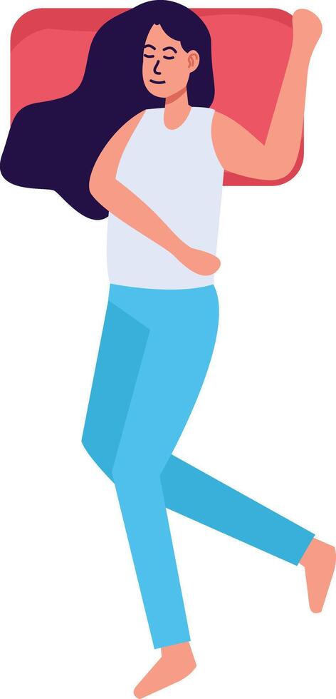 Woman Sleeping Pose in Flat Design vector