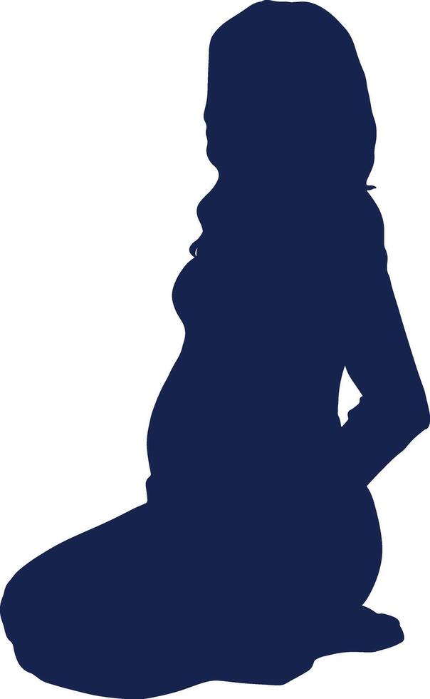 Pregnant Women Silhouette with Simple Design and Shape vector