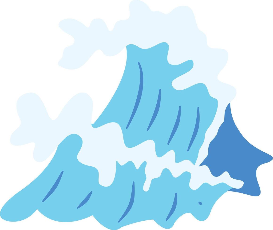 Ocean Waves Illustration with Cartoon Shape. vector