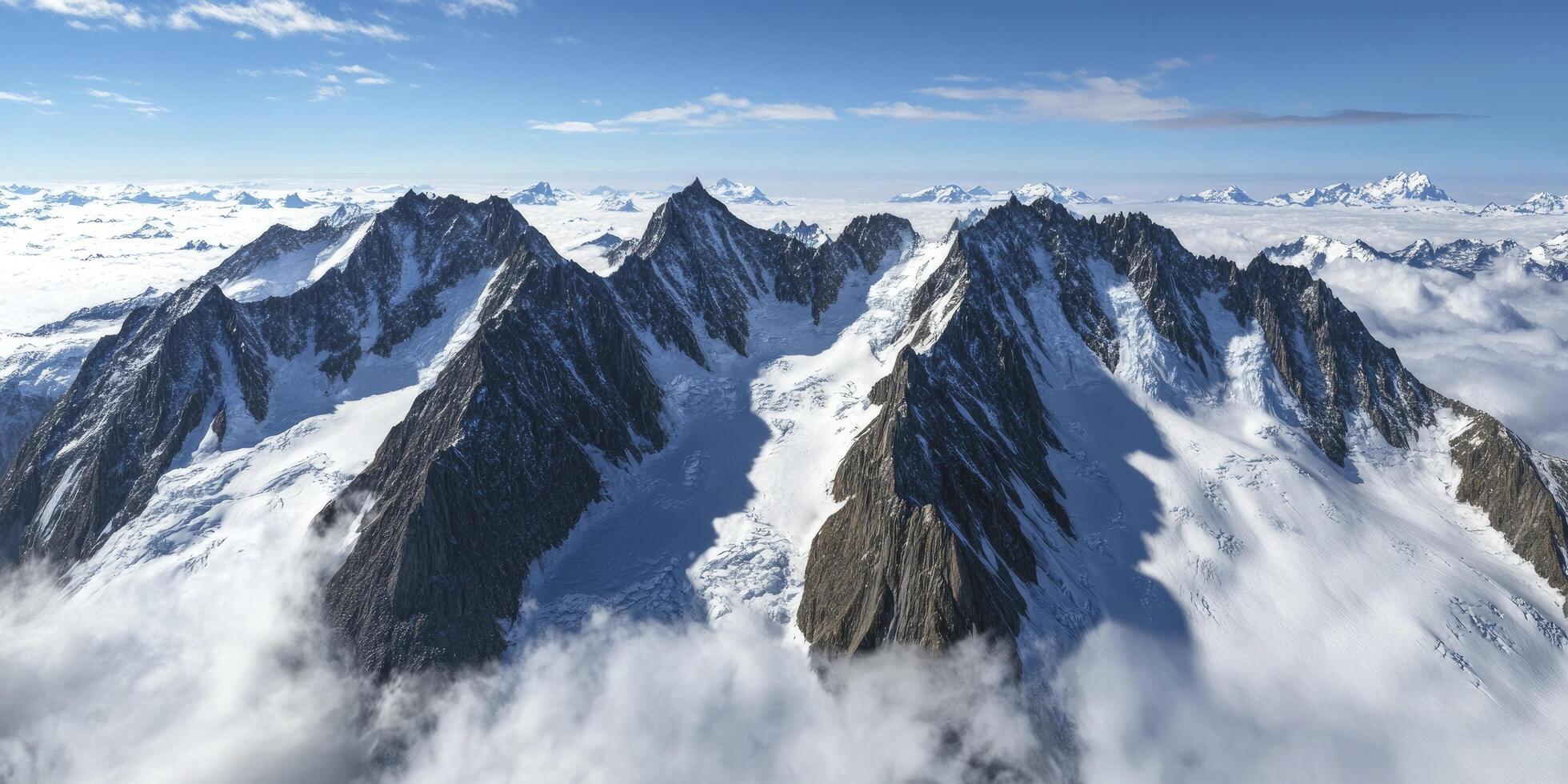 A mountain range is shown in the clouds photo