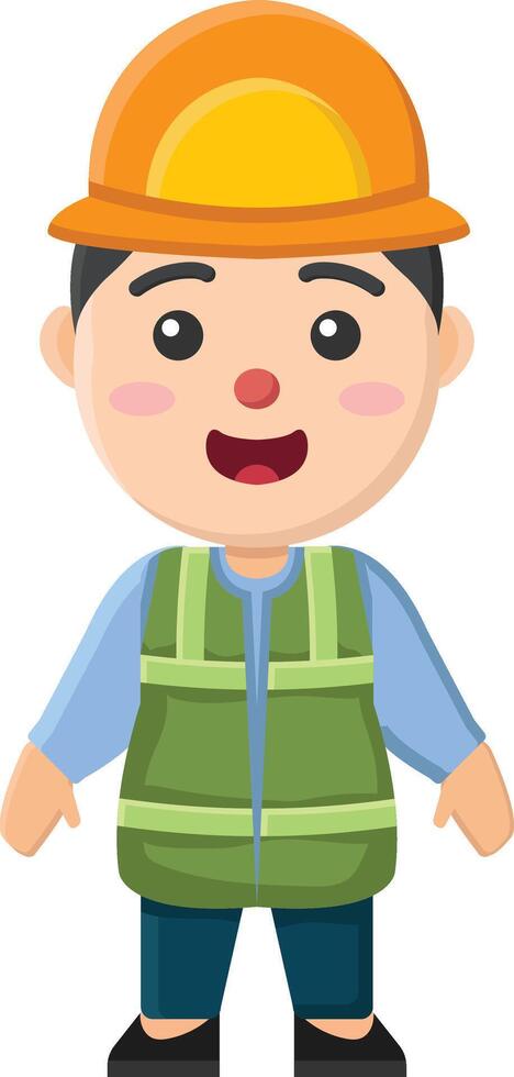 a cartoon man wearing a hard hat and vest vector