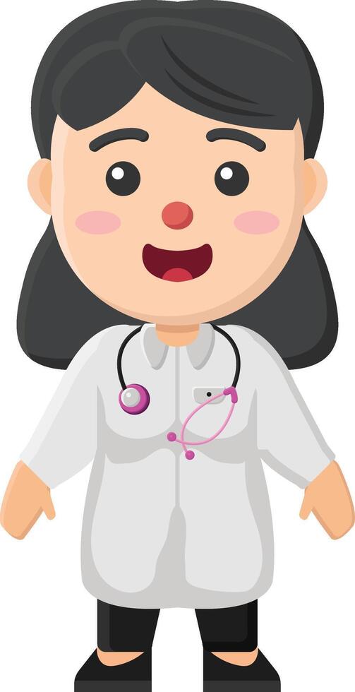 a cartoon female doctor wearing a white coat vector