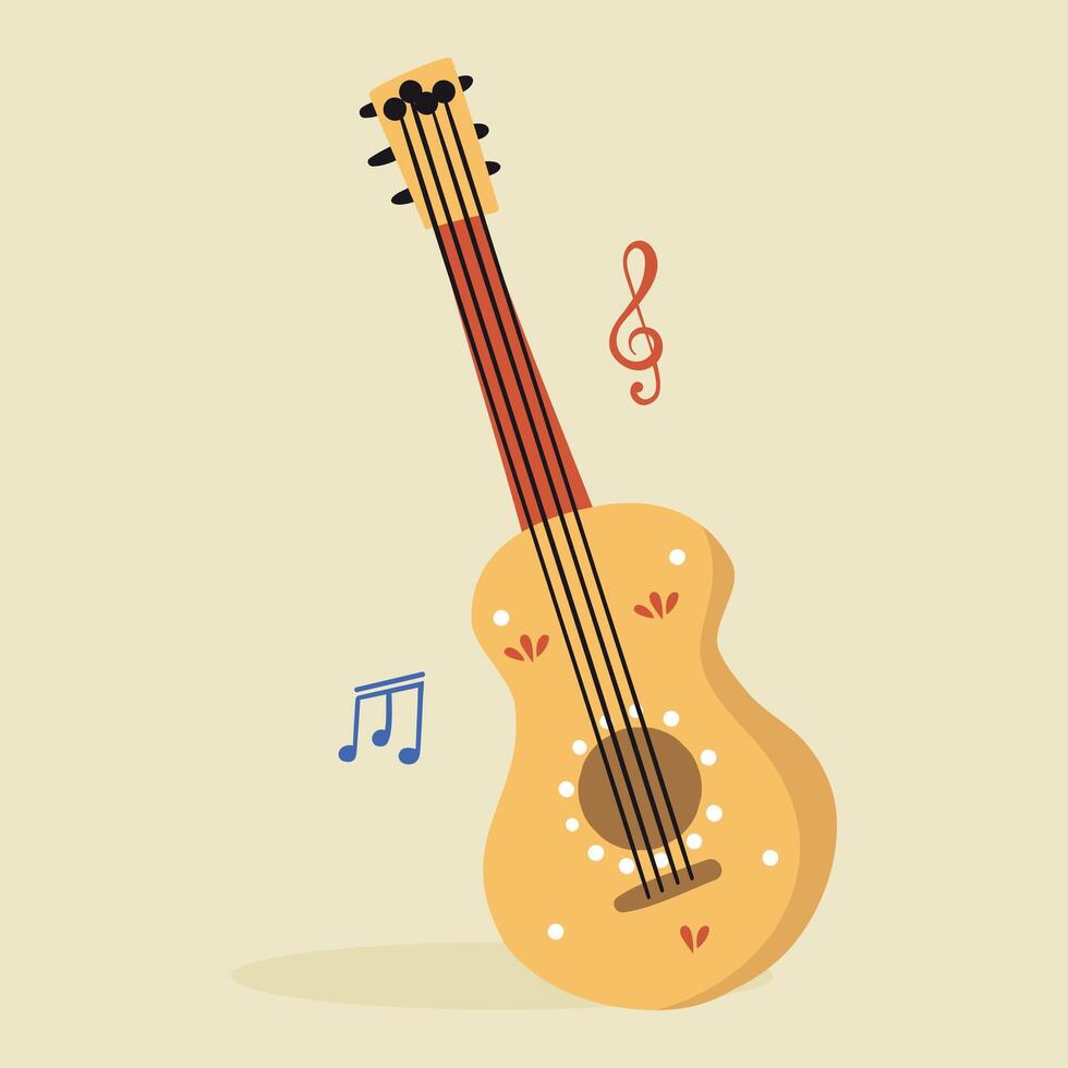 Mexico Guitar simple illustration flat design style vector
