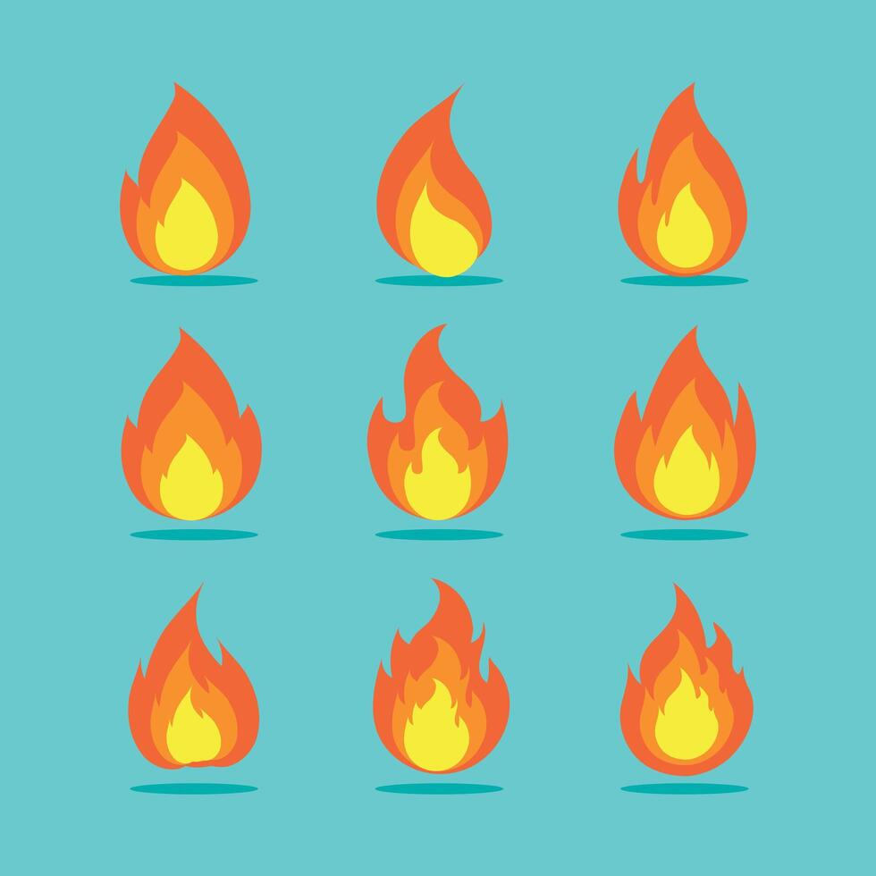 Flame illustrations collection with flat design style vector