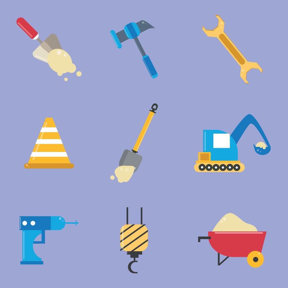 Construction Equipment and Tools Building Elements Collection vector