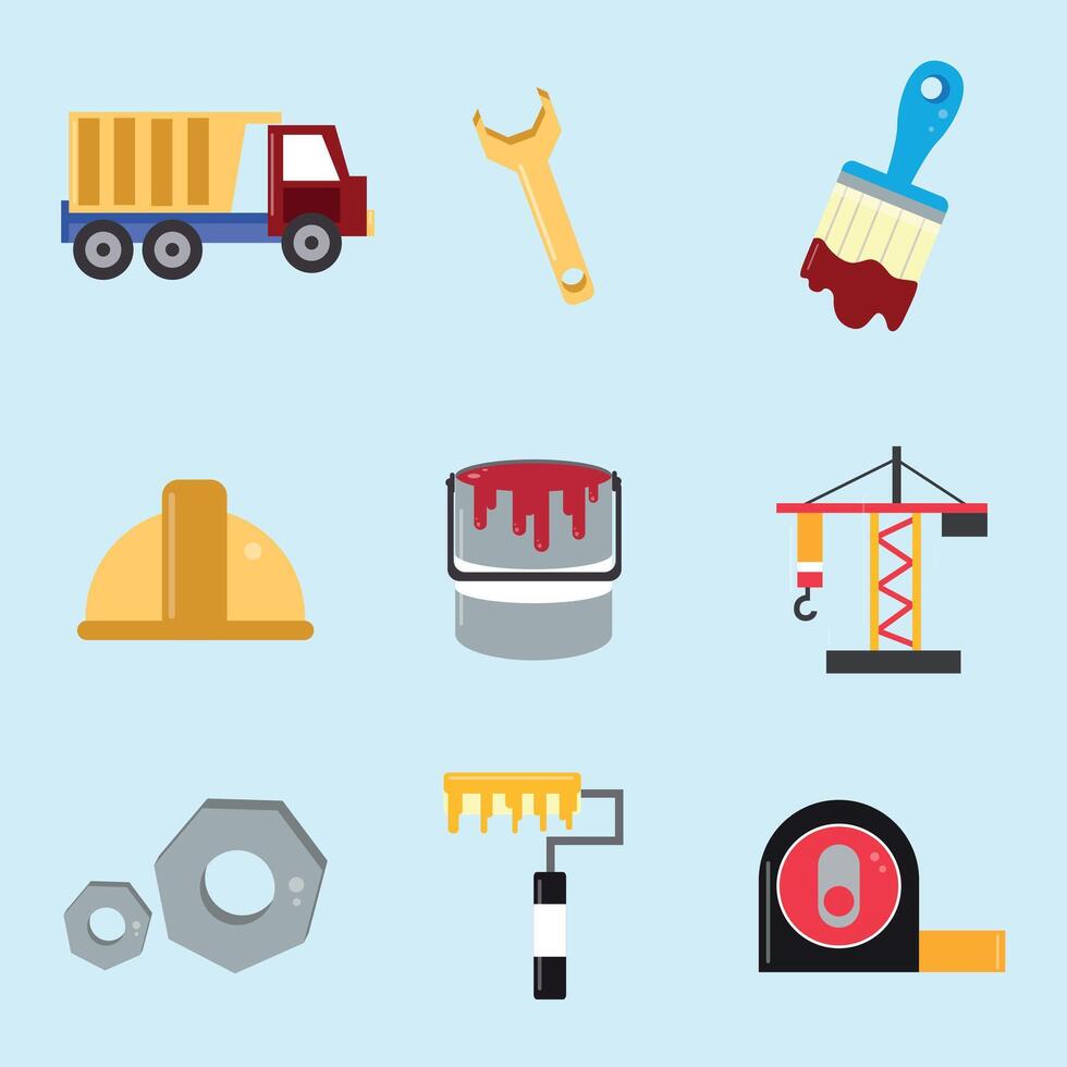 Construction Elements Equipment and Tools Building Collection vector