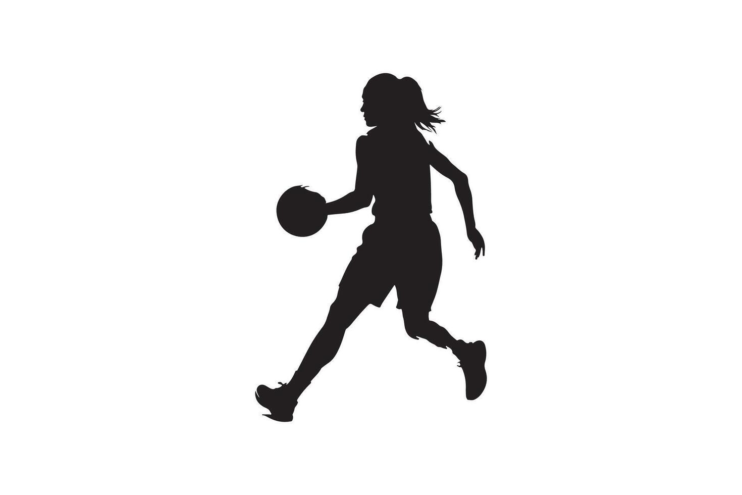Female Basketball Player Silhouette with white background vector