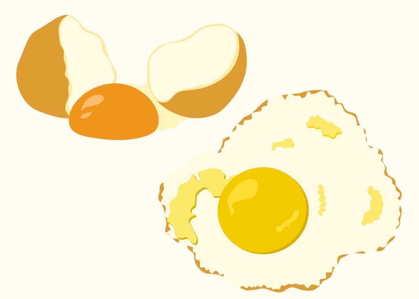 Hand drawing egg flat and egg yolk vector