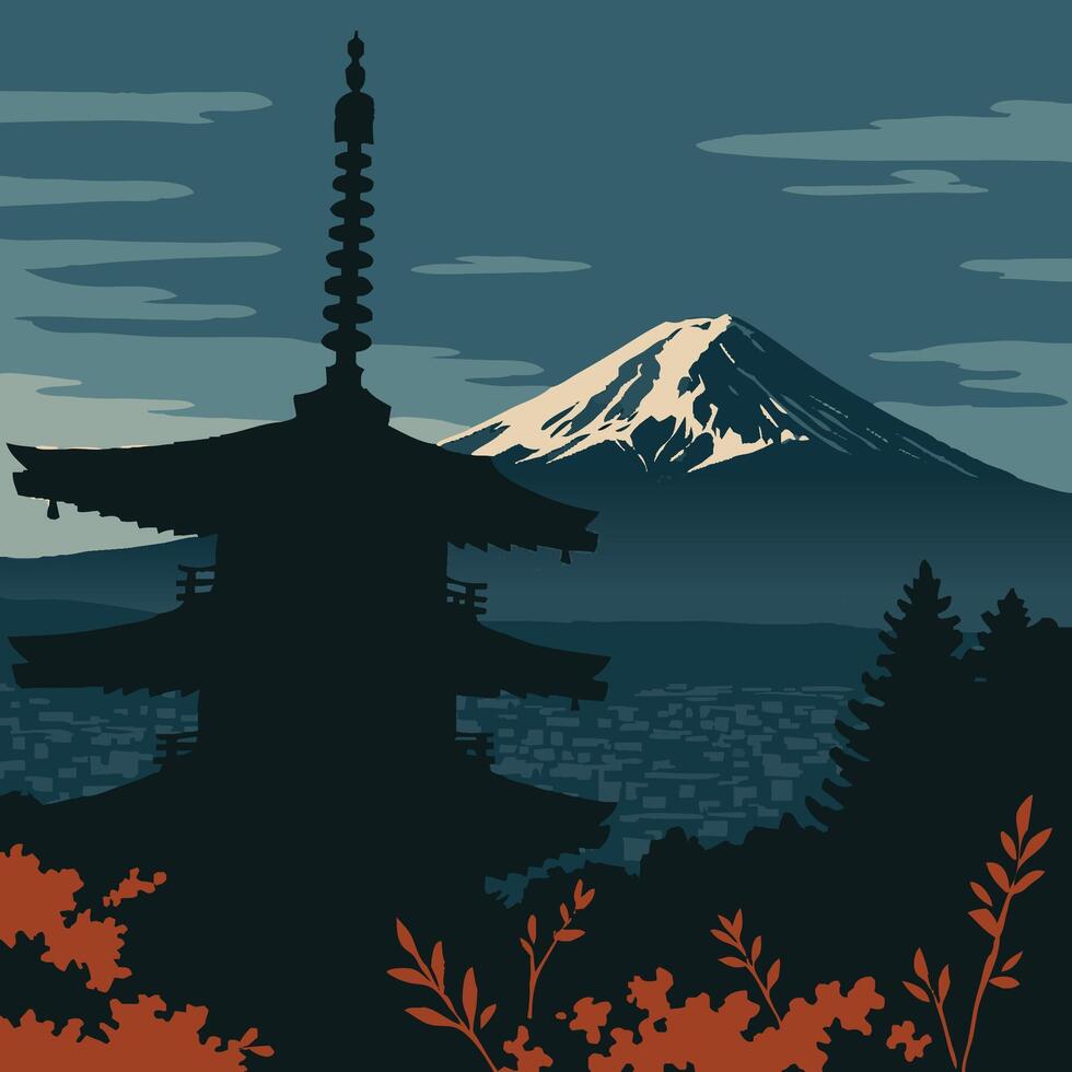 Japan In Silhouette vector