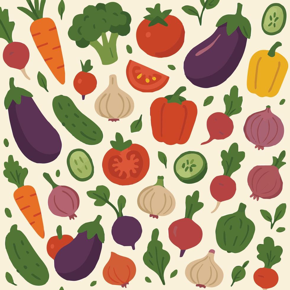 Vegetables Doodle Pattern vector
