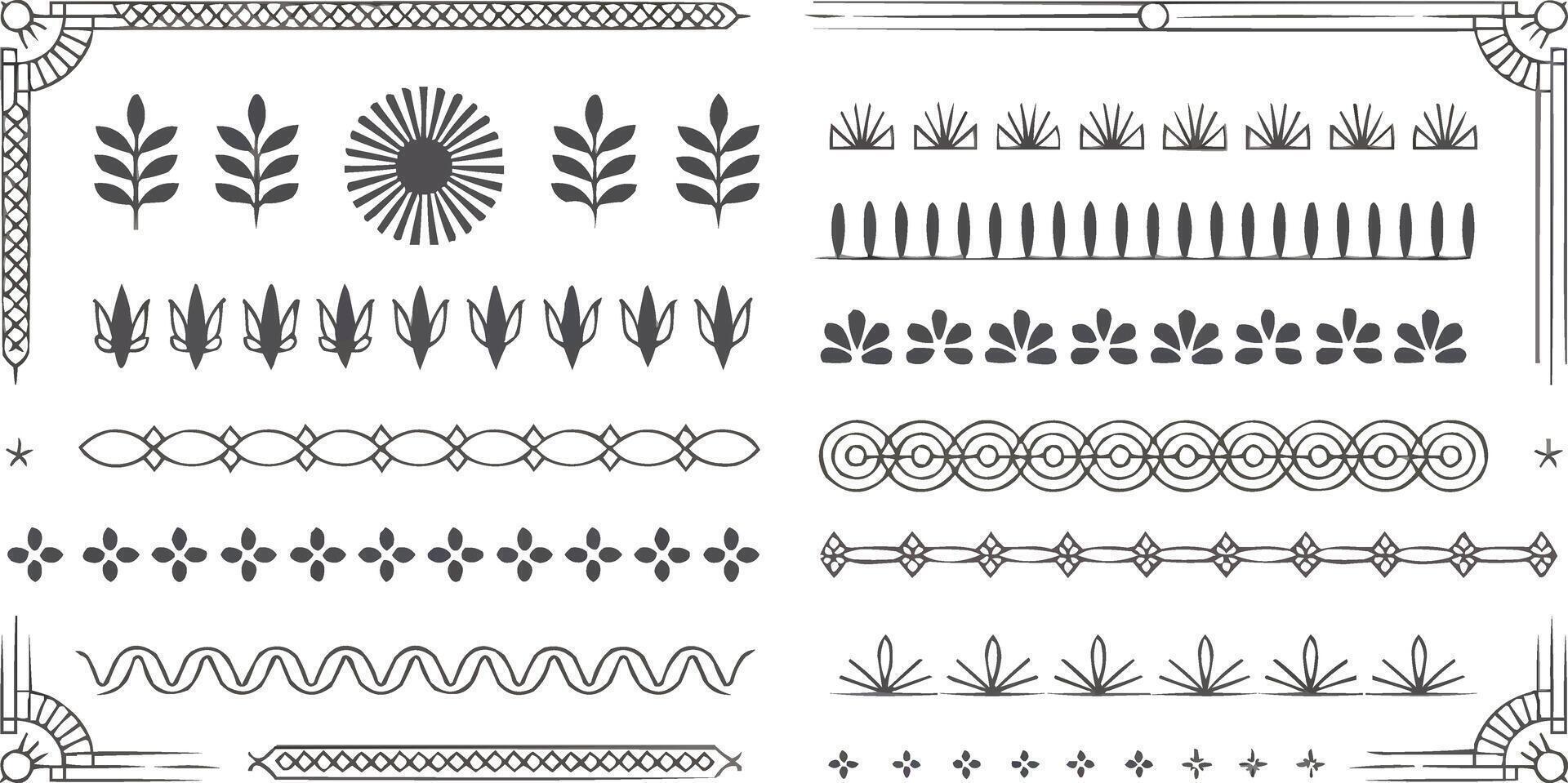 set of vintage decorative elements, lines and shapes vector
