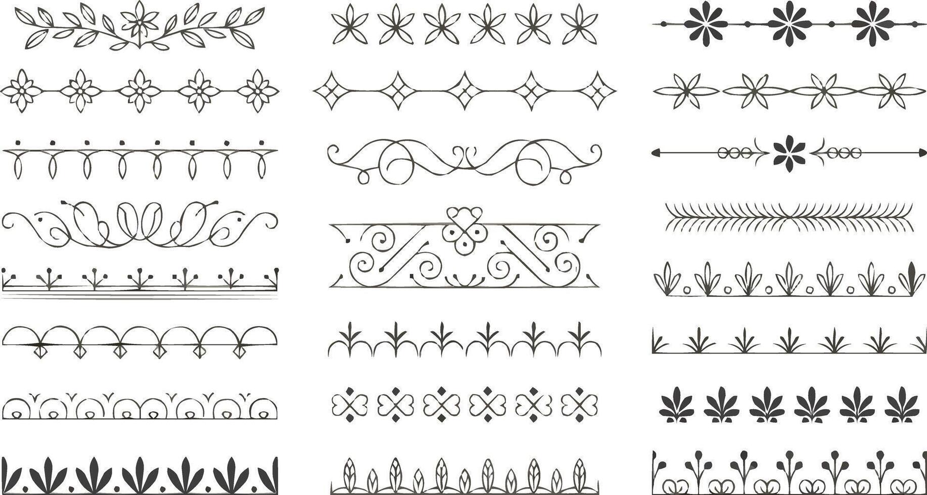 a set of decorative borders and lines vector