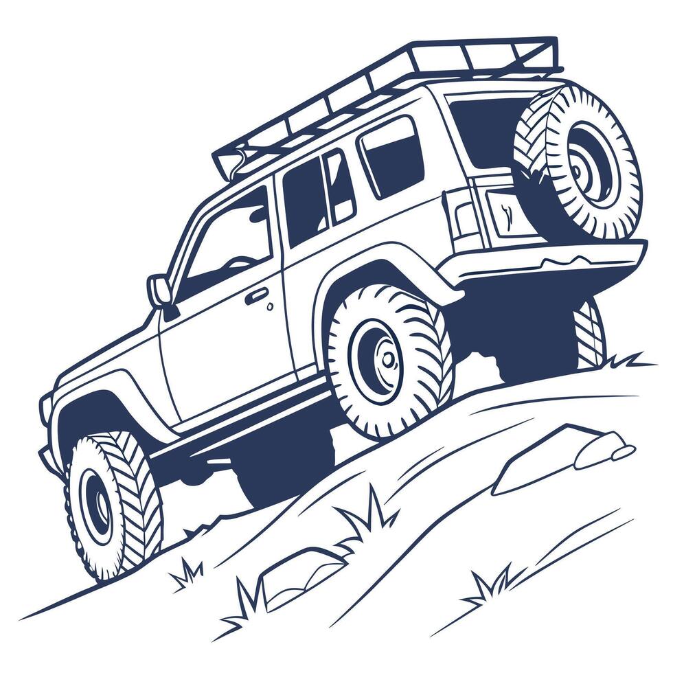 Rugged Off-Road Vehicle Illustration on Rocky Terrain vector
