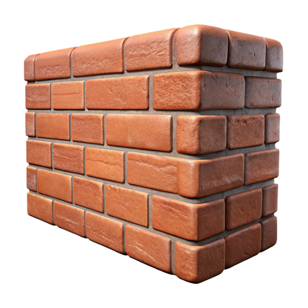 dazzling joyful coastal Brick wall section, aged texture, NO BACKGROUND with Transparent Background. impeccable png