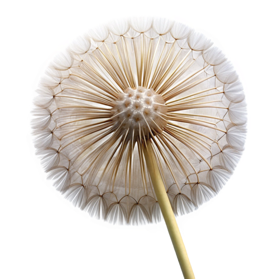 radiant notable Close-up of dandelion seed head NO BACKGROUND with Transparent Background. png