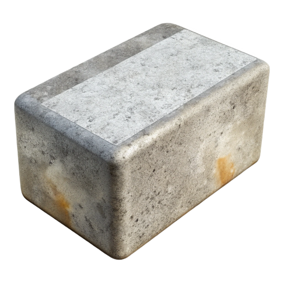 distinctive geometric Concrete block, textured surface, NO BACKGROUND with Transparent Background. impeccable png