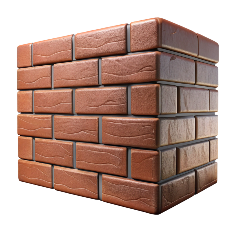 breathtaking reflective victorian Brick wall section, aged texture, NO BACKGROUND with Transparent Background. top-tier png