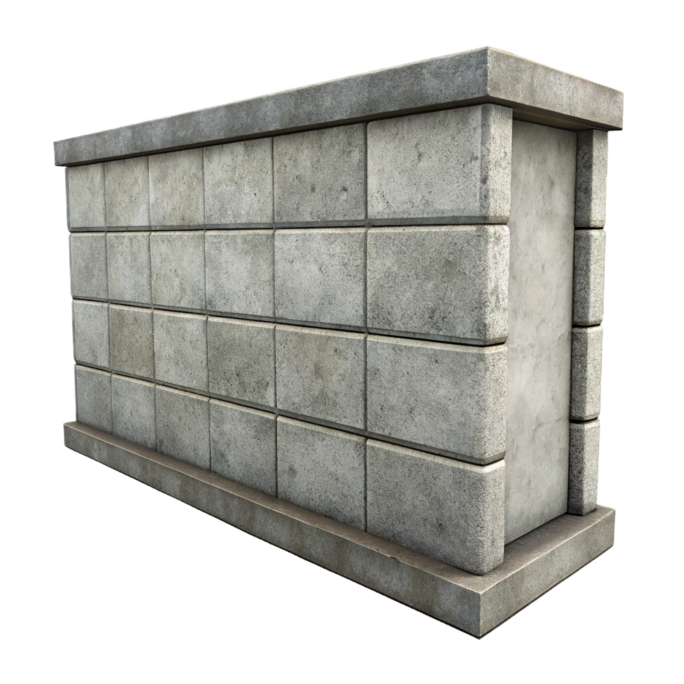 dazzling coastal Concrete wall section, textured, industrial, NO BACKGROUND with Transparent Background. genuine png