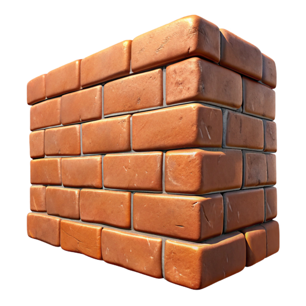 elegant remarkable Brick wall section, aged texture, NO BACKGROUND with Transparent Background. png