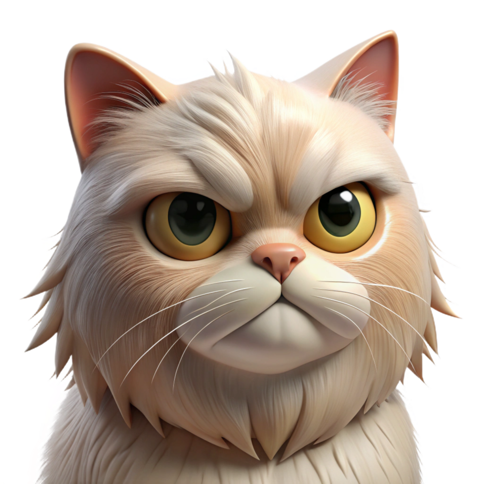coveted traditional A grumpy Persian cat, close-up, NO BACKGROUND with Transparent Background. expertly shot png