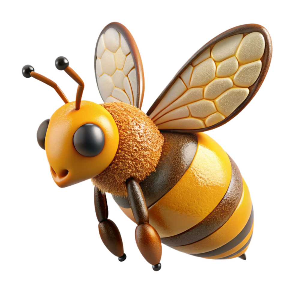 radiant dynamic avant-garde Honeybee covered in pollen NO BACKGROUND with Transparent Background. flawless png