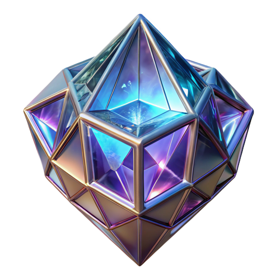 alluring romantic coastal Alien crystal with glowing facets and intricate patterns NO BACKGROUND with Transparent Background. authentic png