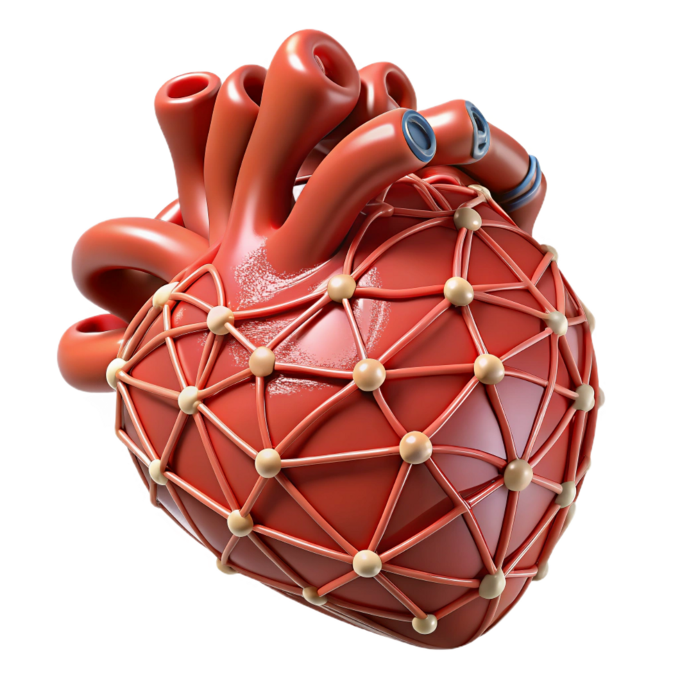 captivating energetic vintage A stylized human heart made of interconnected wires. NO BACKGROUND with Transparent Background. studio quality png