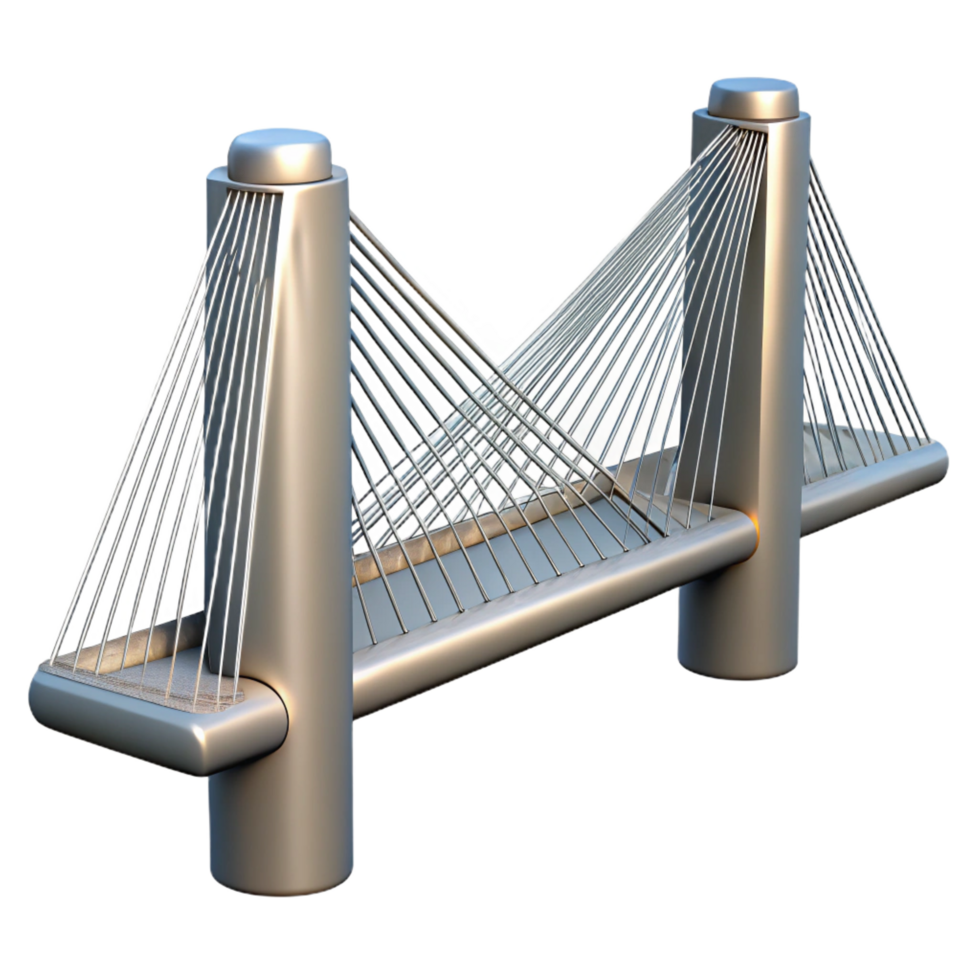 extraordinary art deco Bridge suspension cable, steel strands, NO BACKGROUND with Transparent Background. professional png