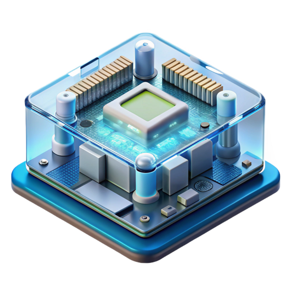 dramatic enchanting A computer motherboard. NO BACKGROUND with Transparent Background. 8K png