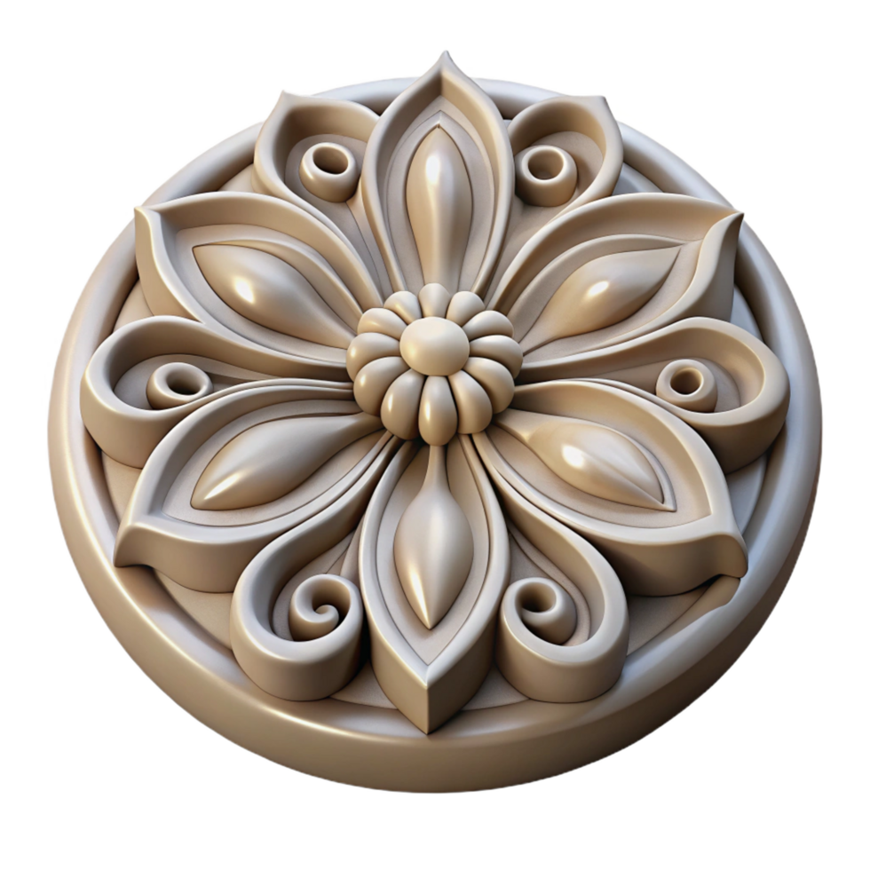 coveted creative Stone carving detail, floral motif, NO BACKGROUND with Transparent Background. sharp png