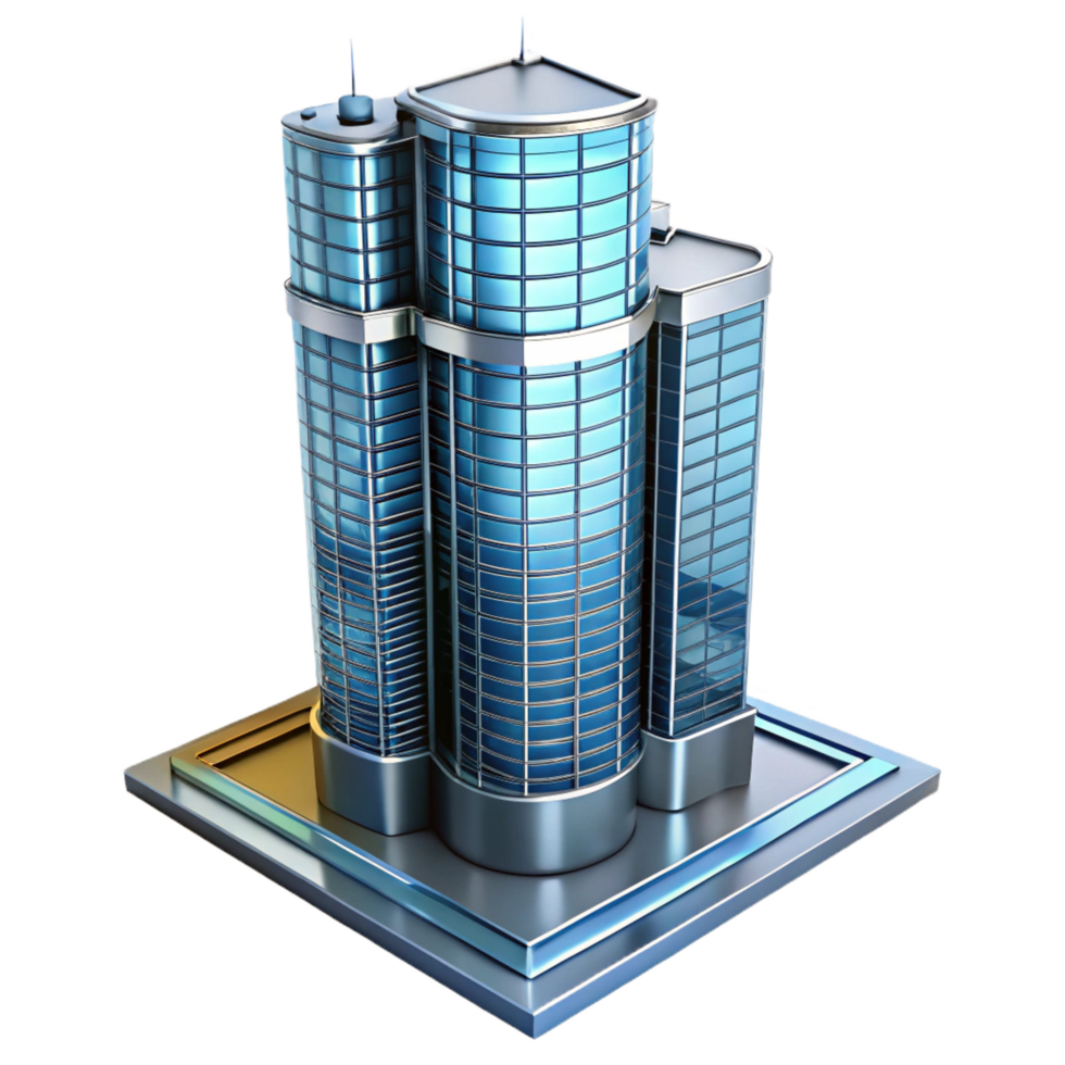 captivating minimalist Modern skyscraper, glass and steel, NO BACKGROUND with Transparent Background. expertly shot png