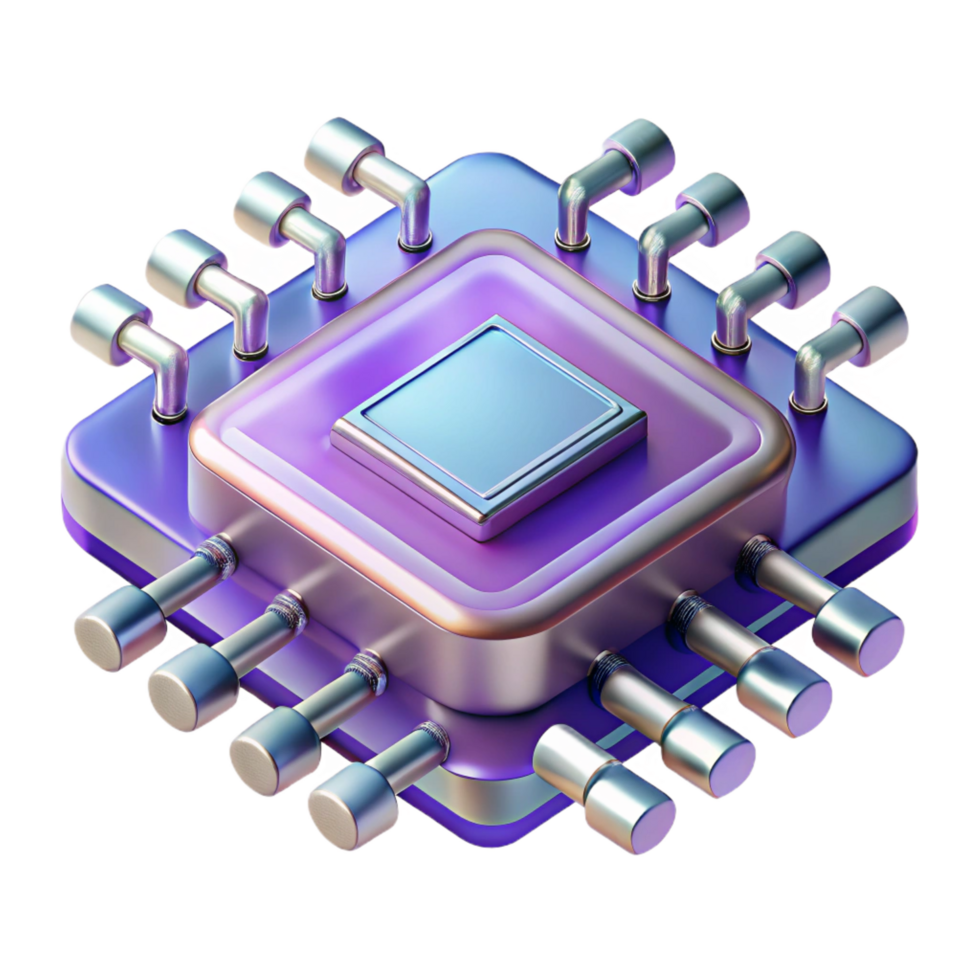 suntuoso industrial quantum computador processador, intrincado Projeto não fundo com transparente fundo. precisão png