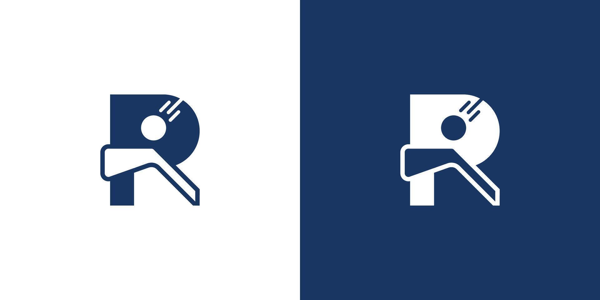 R letter logo design with golf combination vector