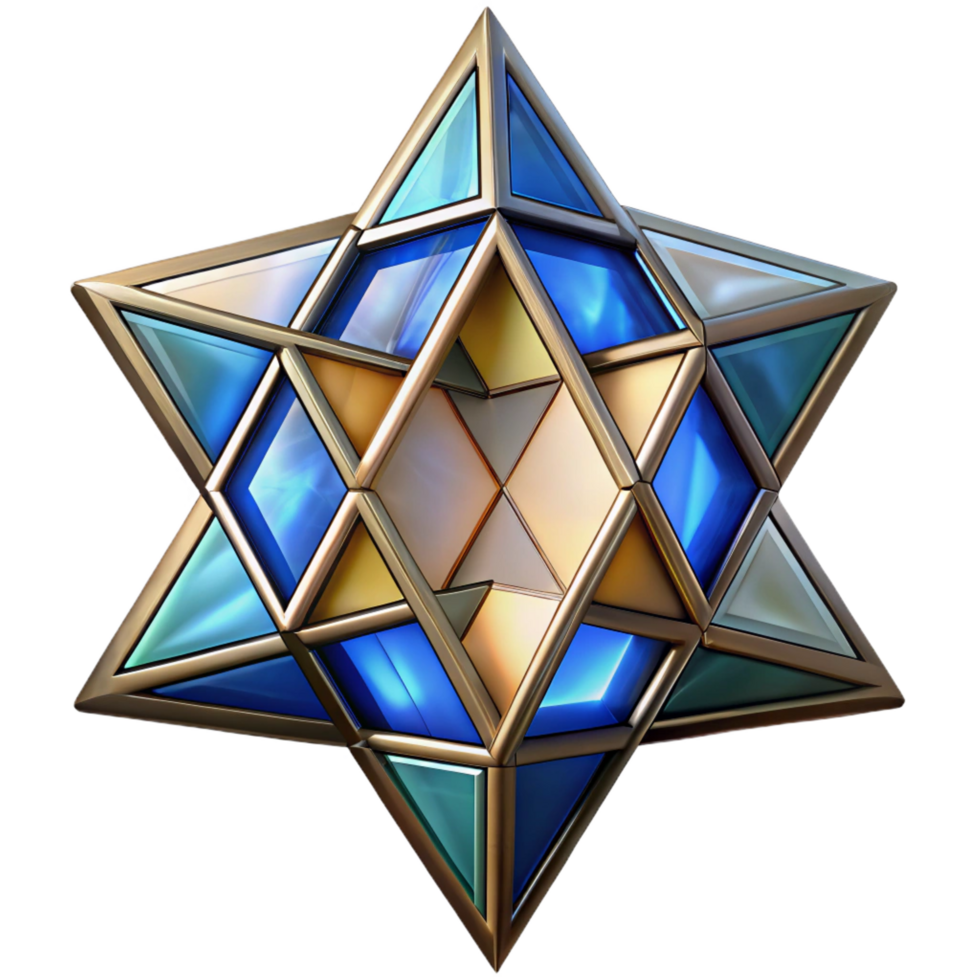 dazzling playful renaissance Synagogue stained glass Star of David, NO BACKGROUND with Transparent Background. perfect clarity png