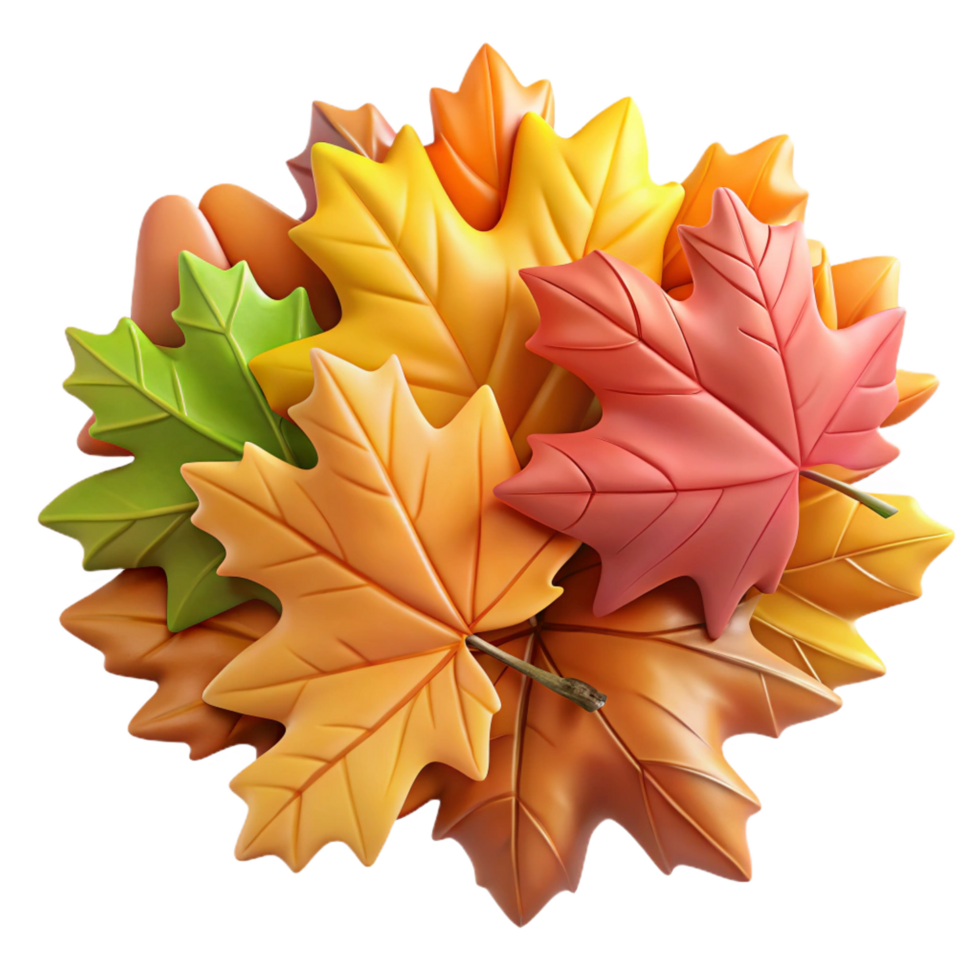 serene romantic renaissance Pile of colorful autumn leaves NO BACKGROUND with Transparent Background. high resolution png