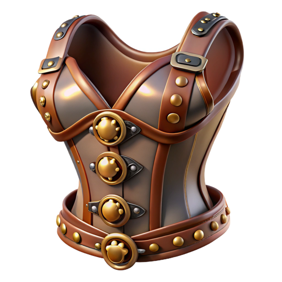 picturesque retro Steampunk corset with leather straps and metal buckles. NO BACKGROUND with Transparent Background. exclusive png