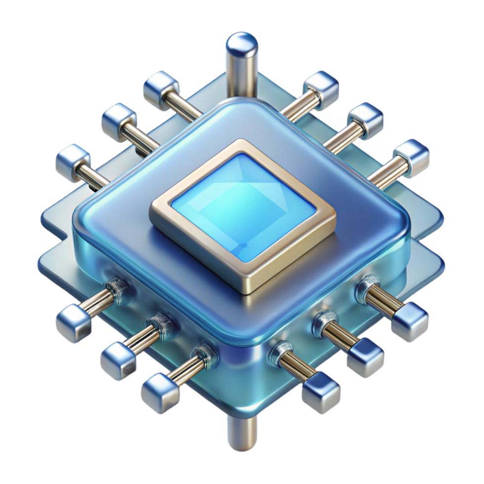 enchanting dreamy industrial Crystalline data chip with complex circuitry NO BACKGROUND with Transparent Background. flawless png