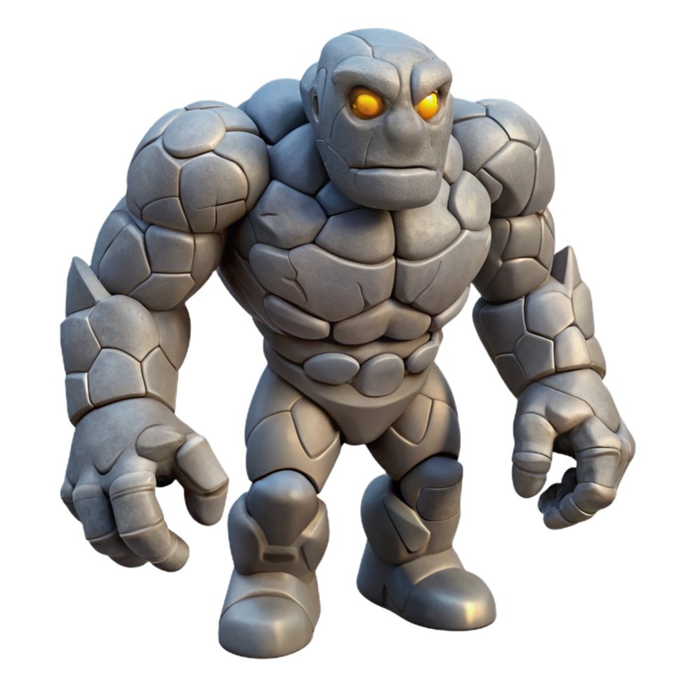 harmonious gorgeous A powerful golem, made of stone, NO BACKGROUND with Transparent Background. masterfully captured png