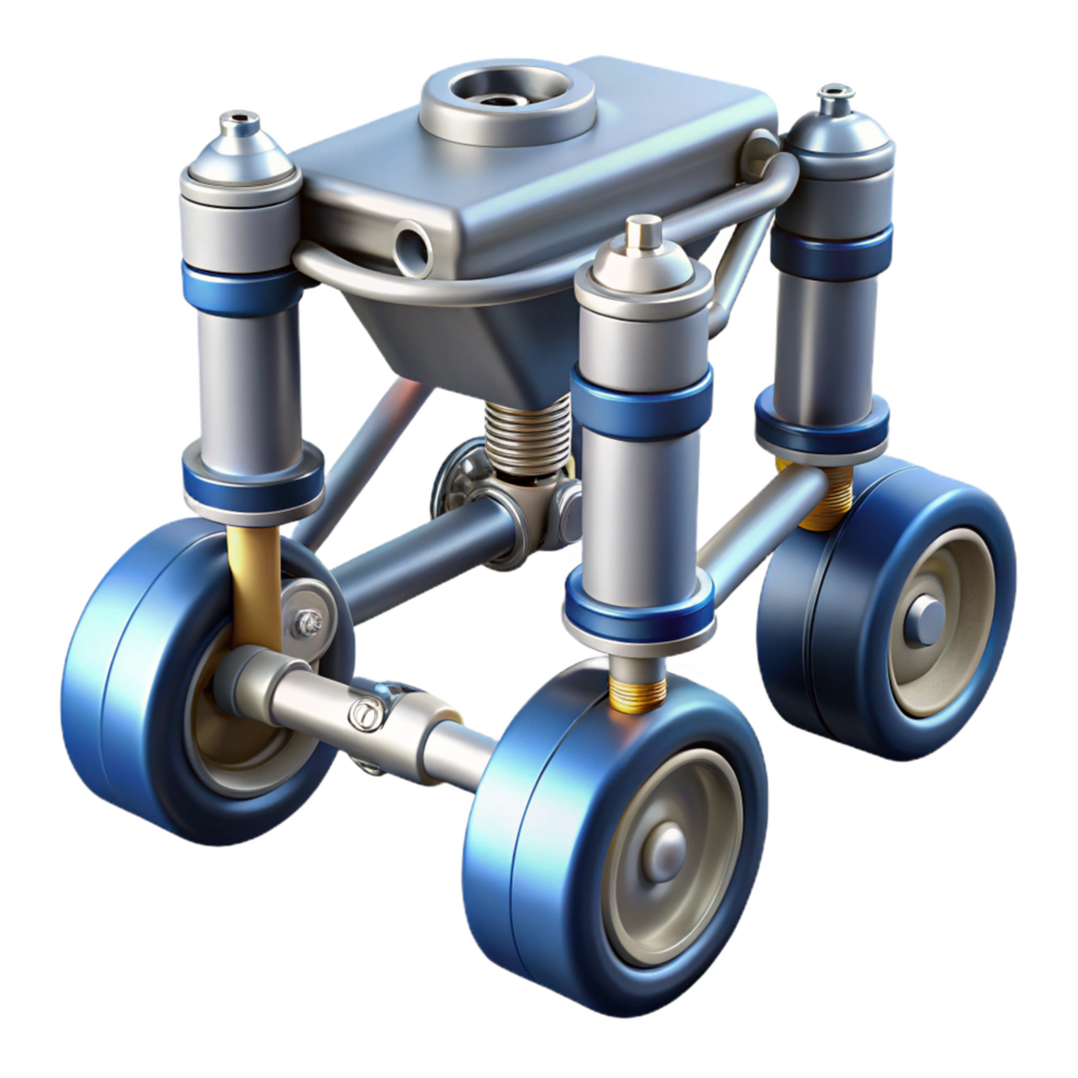 calm extraordinary Spaceship landing gear with hydraulics and shock absorbers NO BACKGROUND with Transparent Background. flawless png