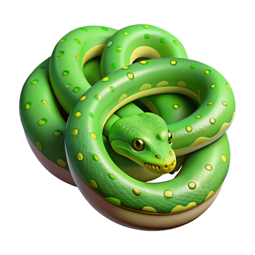 calm mesmerizing A slithering green tree python. NO BACKGROUND with Transparent Background. luxury png