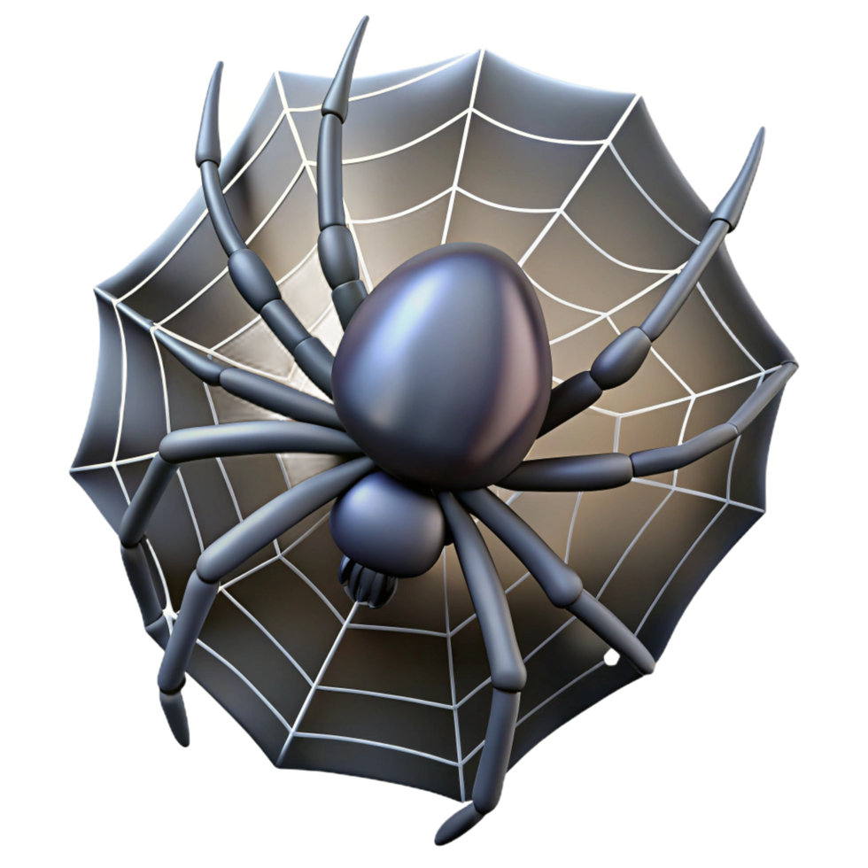 alluring reflective avant-garde Spider spinning a web just the spider NO BACKGROUND with Transparent Background. studio quality png
