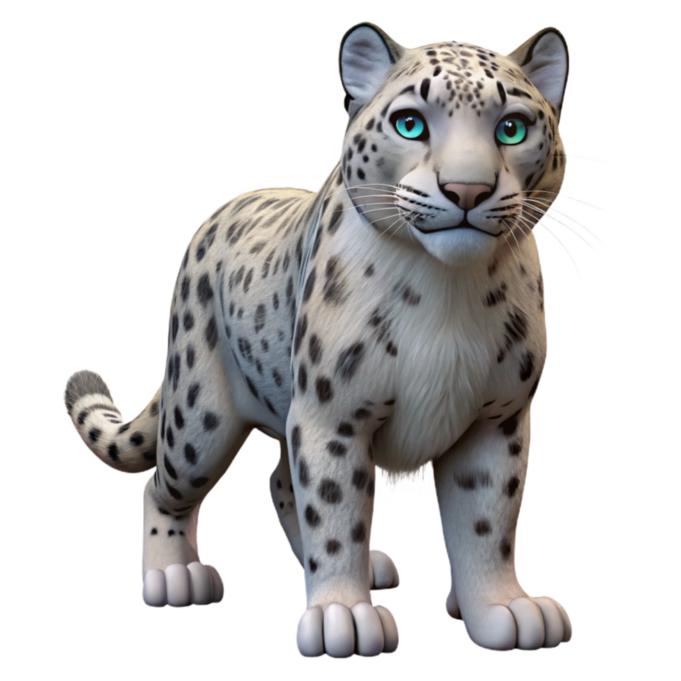 dreamy splendid A regal snow leopard, NO BACKGROUND with Transparent Background. premium png