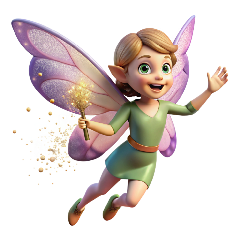 distinctive abstract A playful pixie with butterfly wings, sprinkling magical dust. NO BACKGROUND with Transparent Background. original png