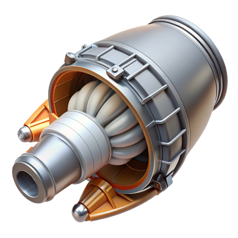 dynamic dazzling Detailed model of a spacecraft engine nozzle NO BACKGROUND with Transparent Background. high quality png