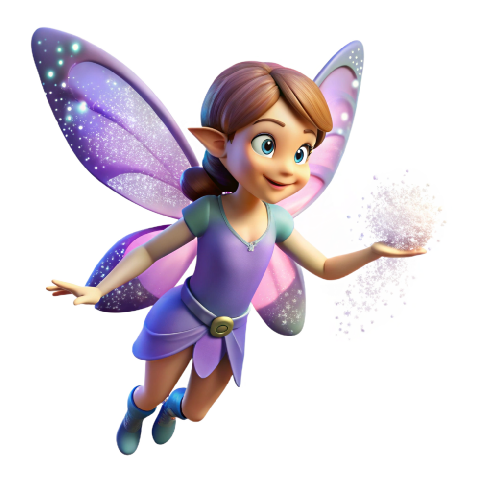 dazzling unforgettable A playful pixie with butterfly wings, sprinkling magical dust. NO BACKGROUND with Transparent Background. png