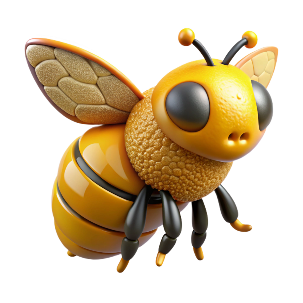 beautiful rare Honeybee covered in pollen NO BACKGROUND with Transparent Background. png